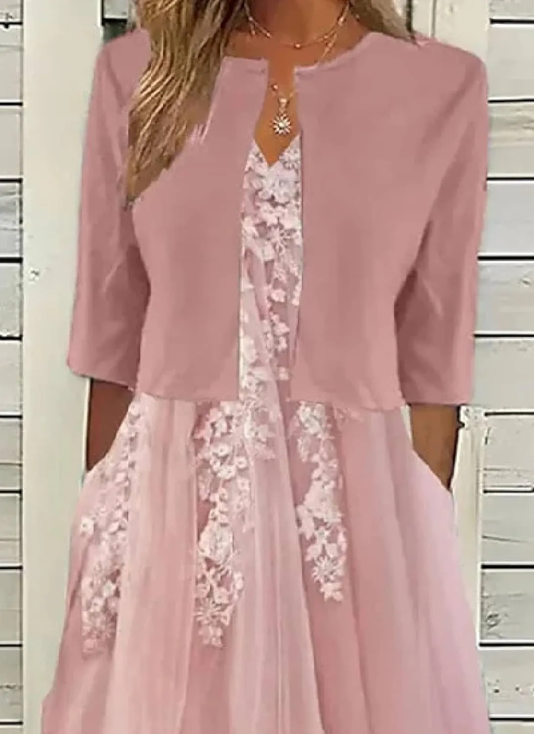 2 Piece Sets For Women Lounge Wear Matching Two Piece Pink Side Pocket Print Midi Dress With Jacket Summer Outfit 2025