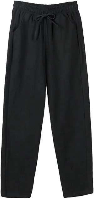 2025 Summer Cotton Pants Women High Waist Wide Leg Palazzo Pants Lightweight Casual Loose Fit Long Lounge Trousers