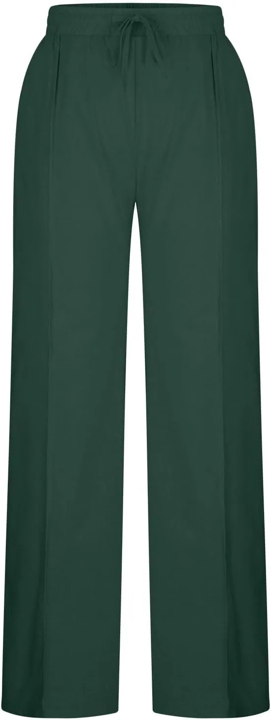 2025 Summer Linen Pants for Women Lounge Drawstring High Waist Flowy Trousers Loose Lightweight Beach Wide Leg Bottom