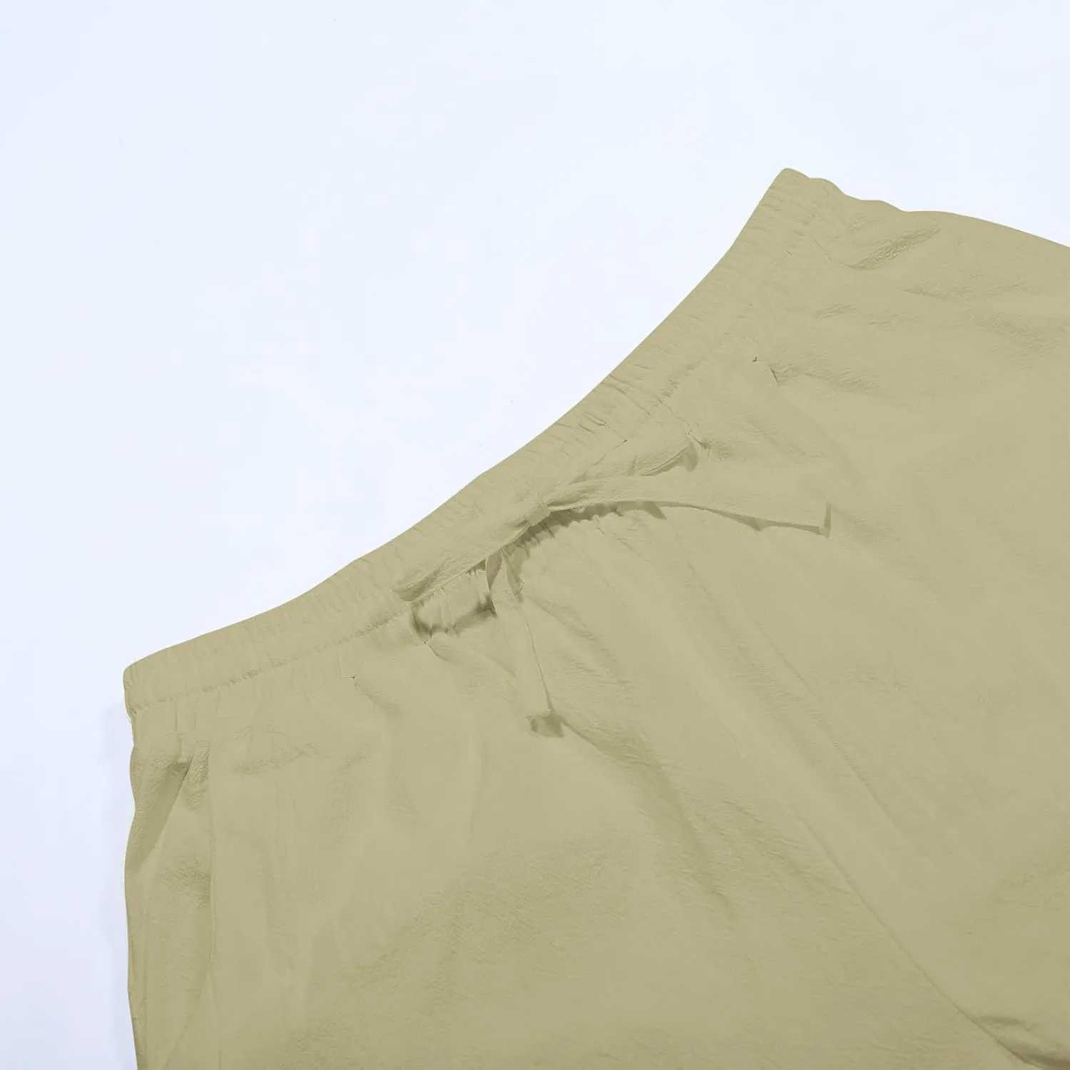 2025 Summer Linen Pants for Women Straight Leg Side Button Casual Pant Women Baggy Elastic Waist Trousers with Pocket