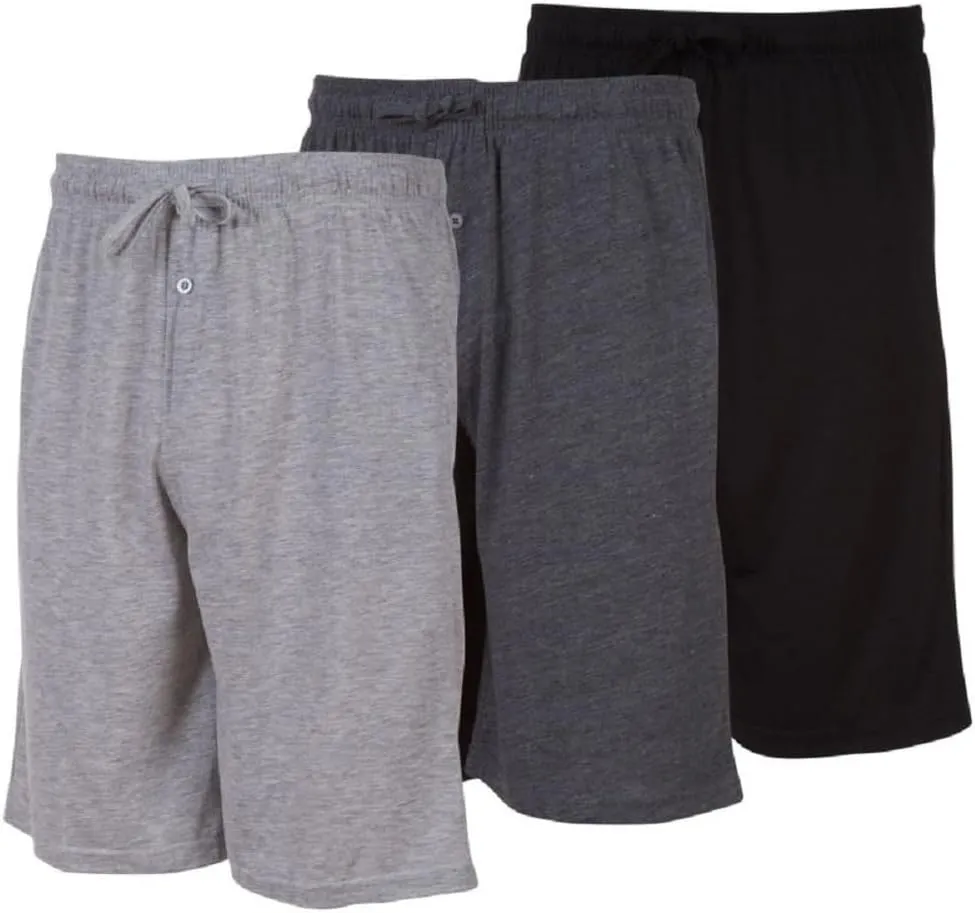 3 Pack Mens Jersey Shorts with Pockets and Drawstring  Soft Men's Lounge Shorts for The House, Sleep PJ, Pajamas  Up to 3XL