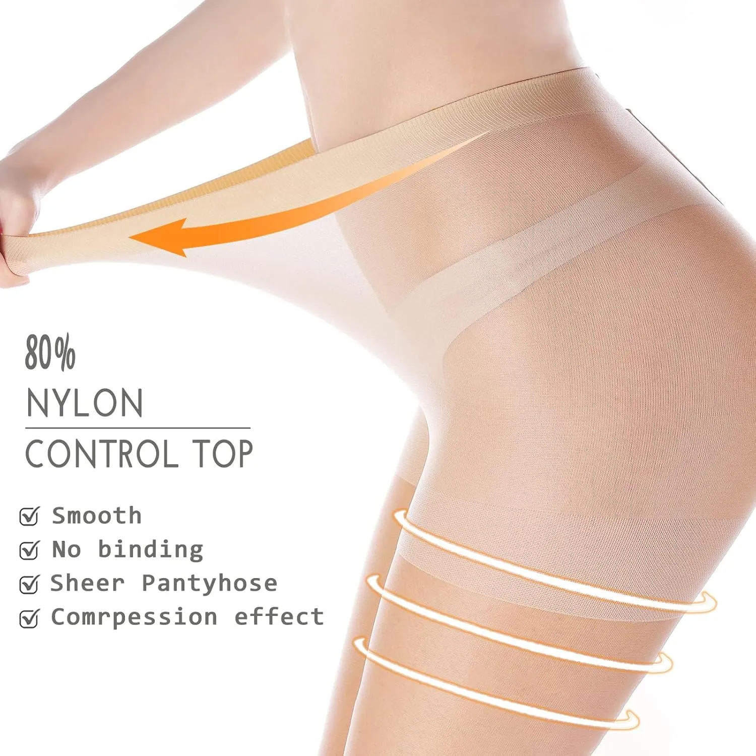 3 Pairs Women's Sheer Footless Tights 30D Microfibre Control Top Pantyhose Run Resistant