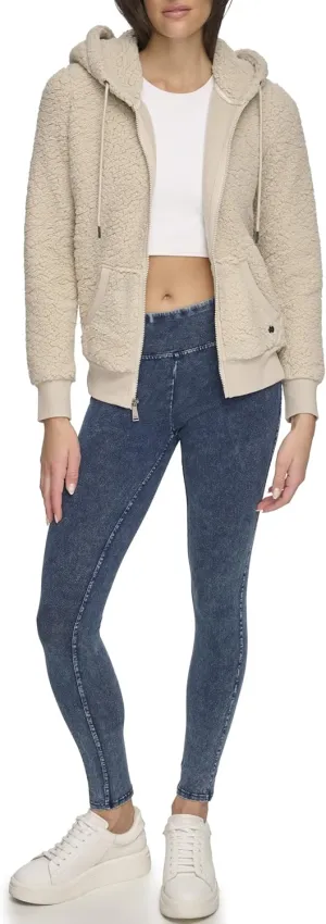 Andrew Marc Women's Teddy Fleece Full Zip Hooded Jacket