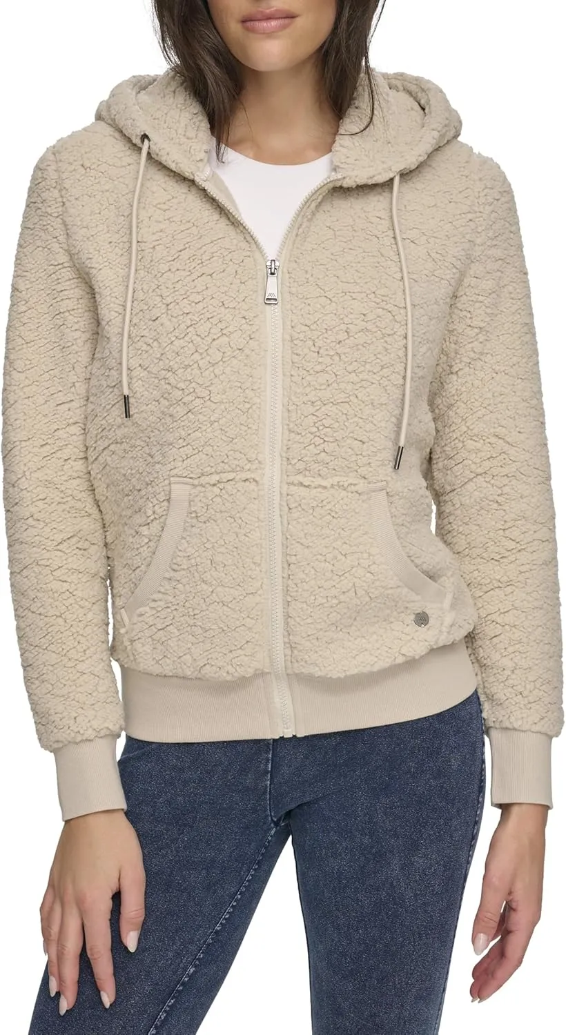 Andrew Marc Women's Teddy Fleece Full Zip Hooded Jacket