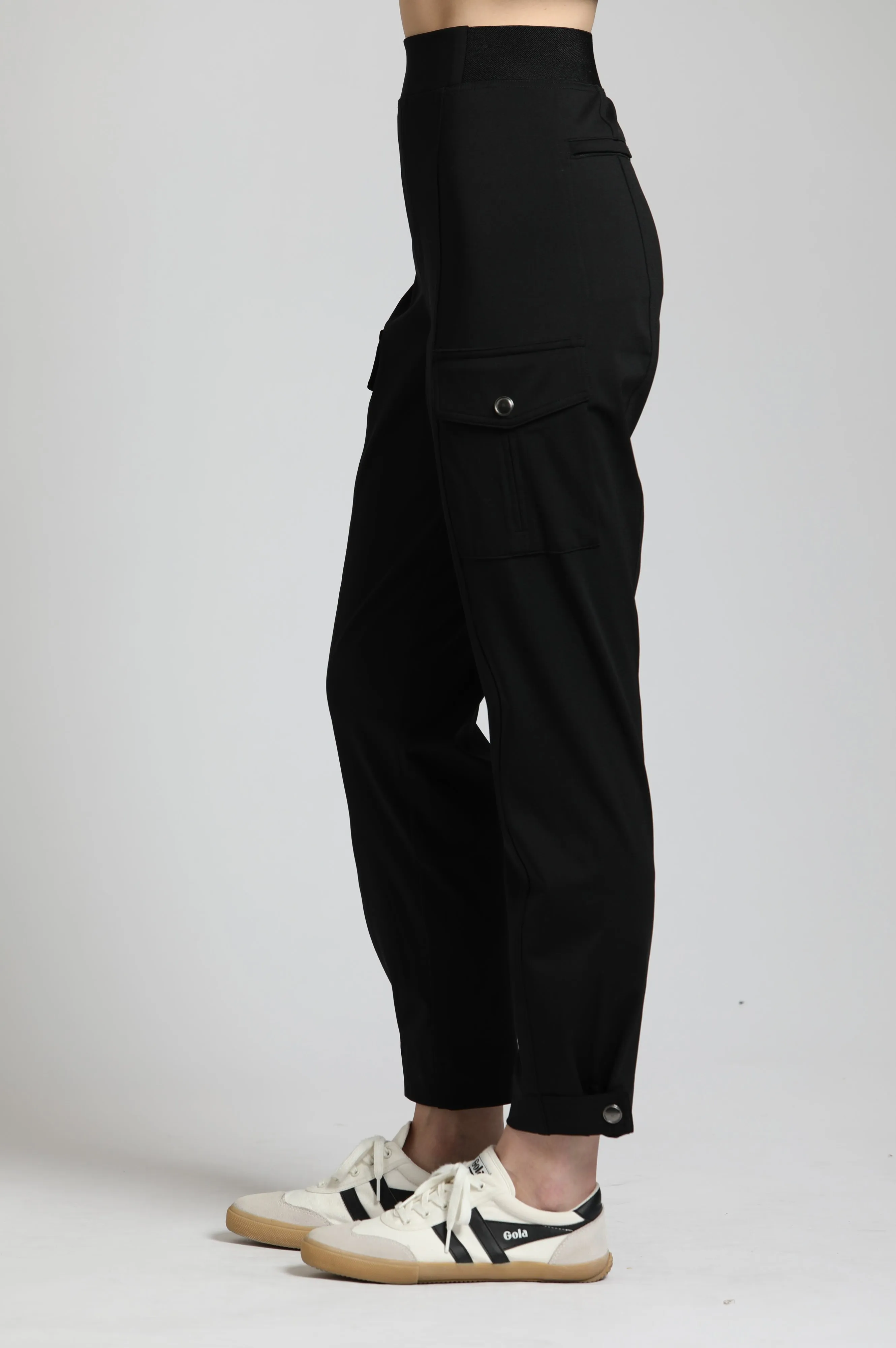 APNY Ponte Pull-On Cargo Pant In Black