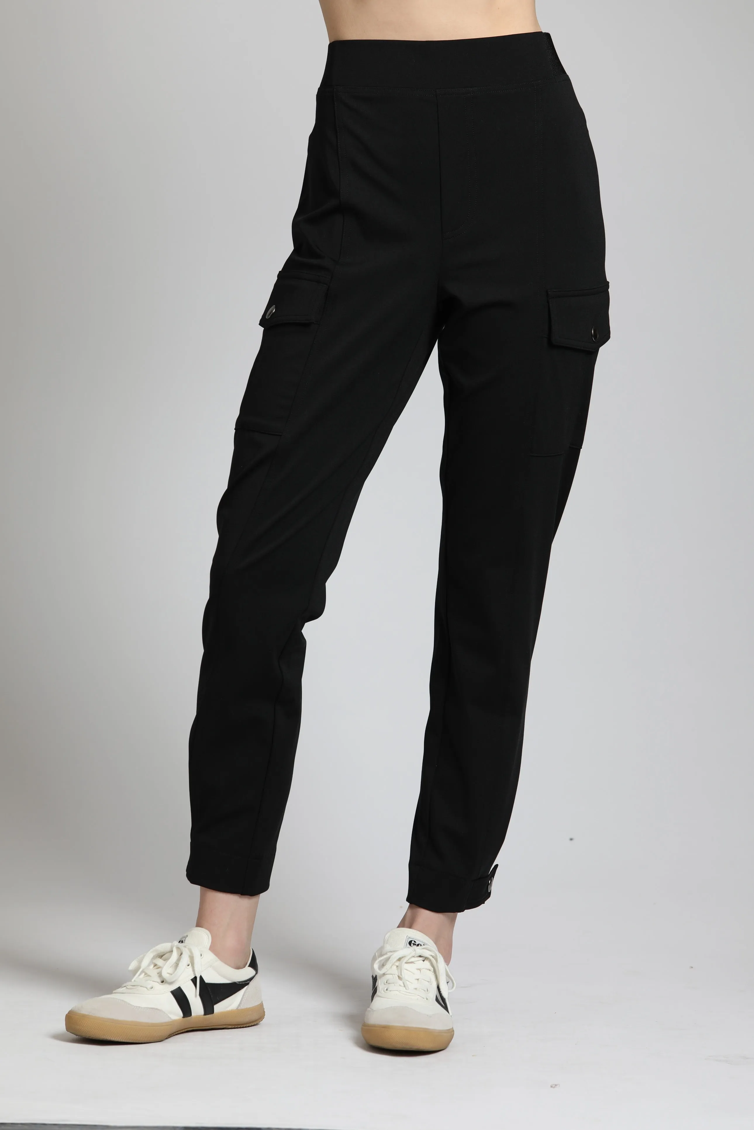 APNY Ponte Pull-On Cargo Pant In Black