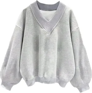 Avanova Women USA Graphic V Neck Sweatshirts Top Drop Shoulder Long Sleeve Pullover Shirt