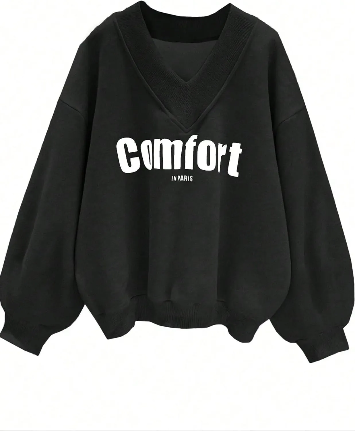 Avanova Women USA Graphic V Neck Sweatshirts Top Drop Shoulder Long Sleeve Pullover Shirt