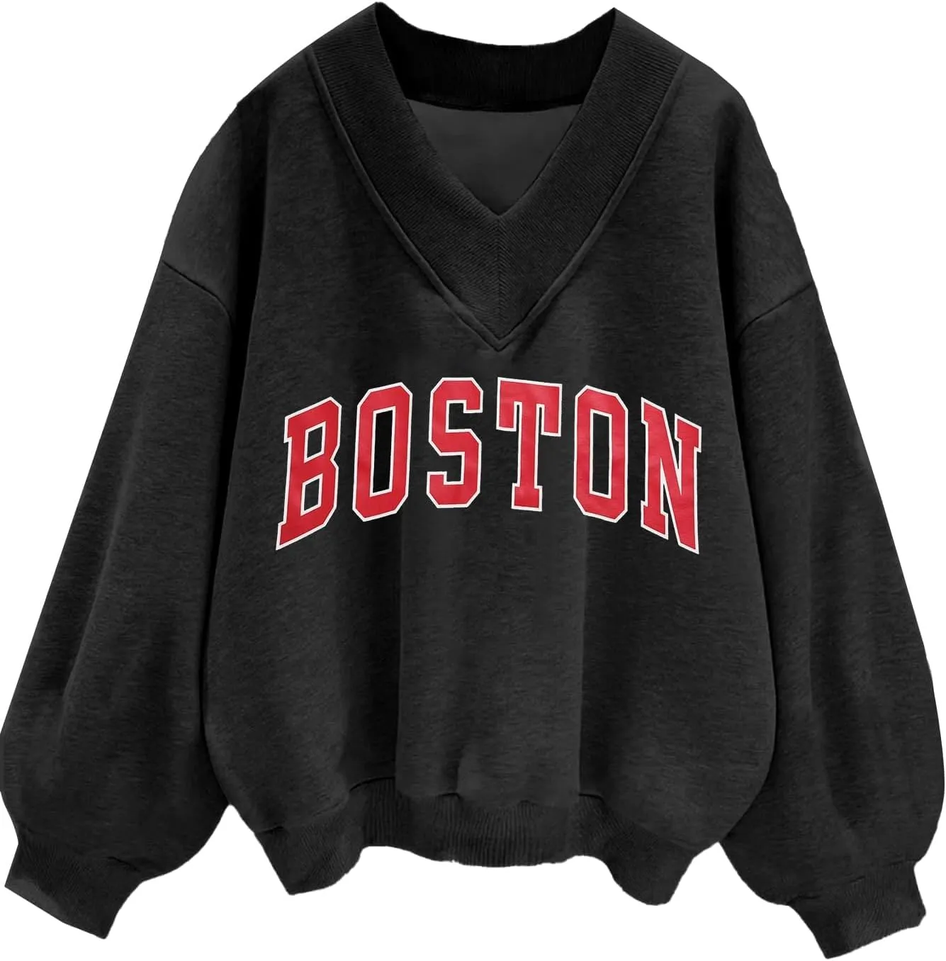 Avanova Women USA Graphic V Neck Sweatshirts Top Drop Shoulder Long Sleeve Pullover Shirt