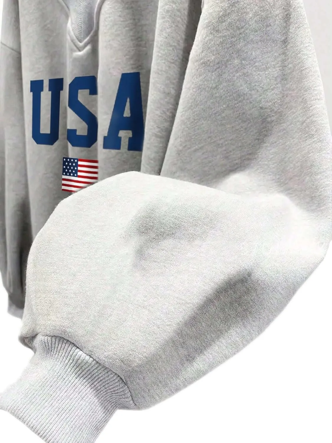 Avanova Women USA Graphic V Neck Sweatshirts Top Drop Shoulder Long Sleeve Pullover Shirt