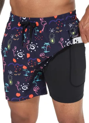 baleaf Men's Swim Trunks 5.5 & 7 & 9 Inch Board Shorts with Compression Liner Quick Dry Swim Shorts with Zipper Pockets