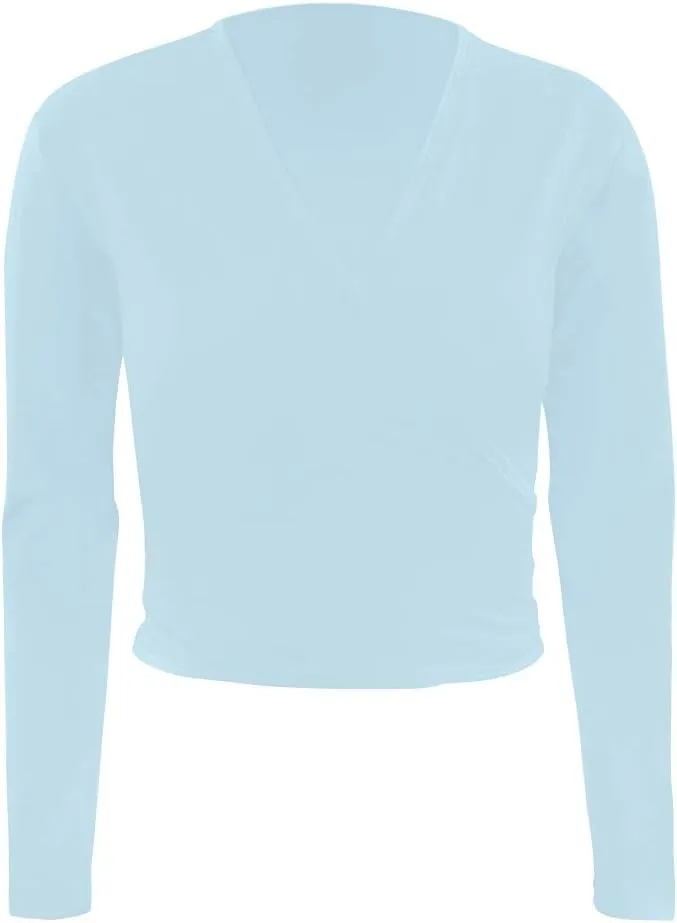 Ballet Wrap Top Dance Cotton Long Sleeve Self Tie Cardigan for Girls