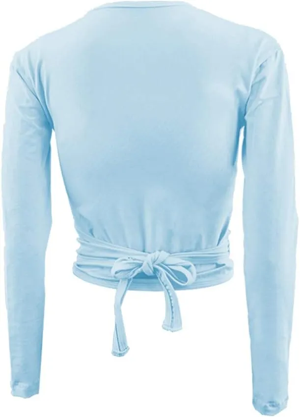 Ballet Wrap Top Dance Cotton Long Sleeve Self Tie Cardigan for Girls