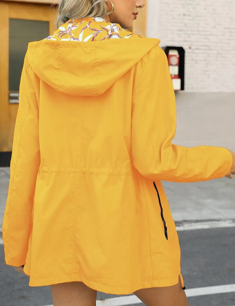 Bellivera Women Reversible Lightweight Jacket Casual Windbreaker Outerwear Waterproof Outdoor Printed Raincoat