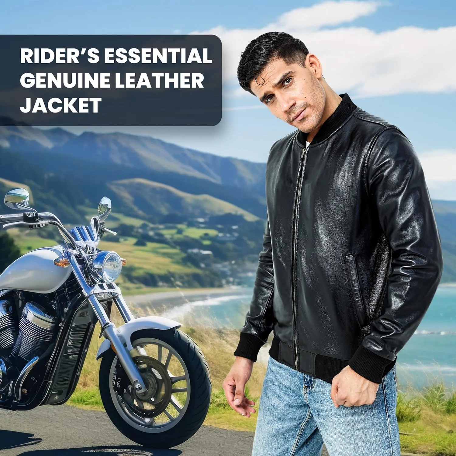Black Leather Bomber Jacket Men | 100% Real Lambskin Leather Jacket | Men's Leather Motorcycle Jacket | Heritage