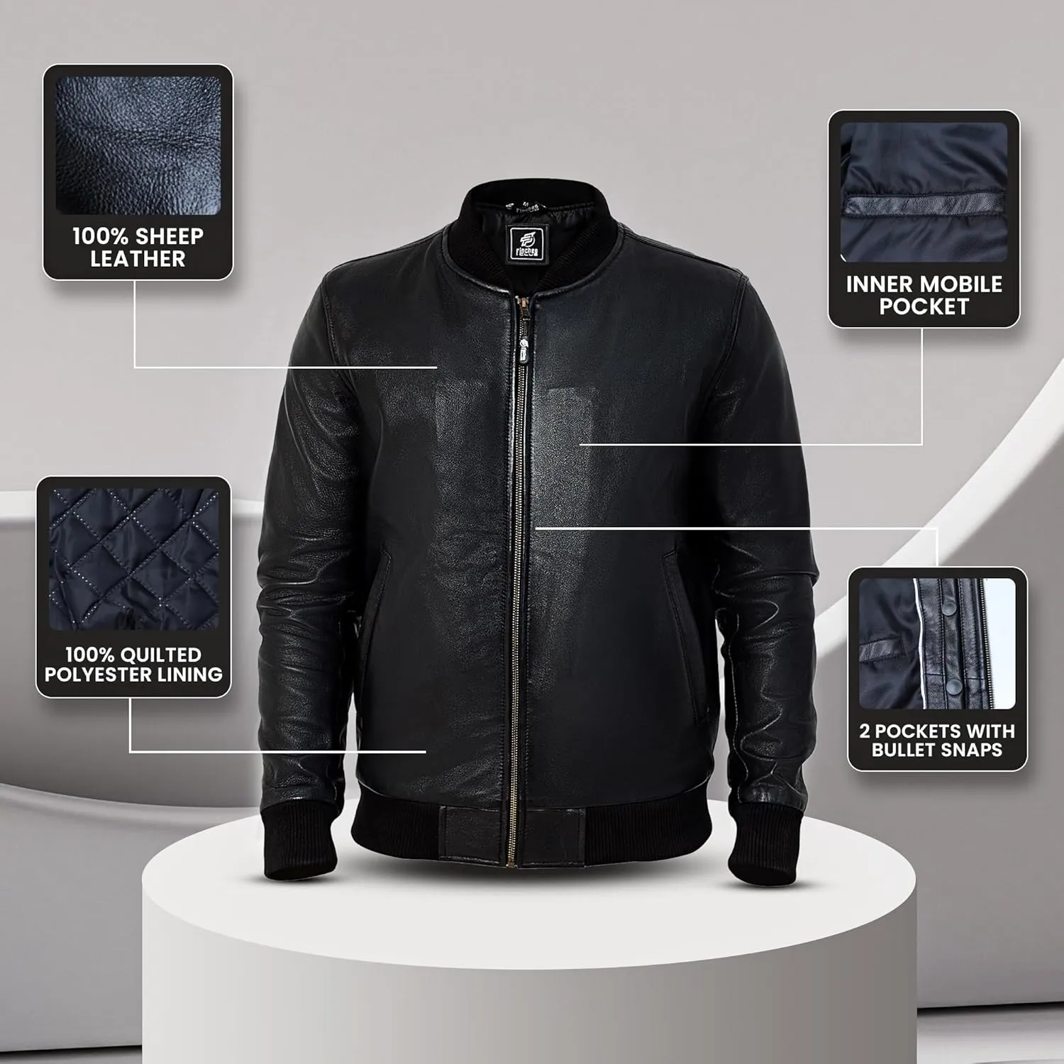 Black Leather Bomber Jacket Men | 100% Real Lambskin Leather Jacket | Men's Leather Motorcycle Jacket | Heritage