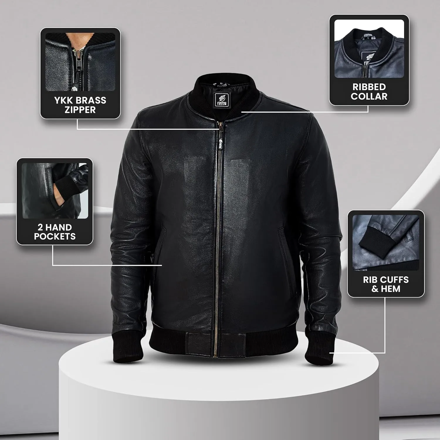Black Leather Bomber Jacket Men | 100% Real Lambskin Leather Jacket | Men's Leather Motorcycle Jacket | Heritage