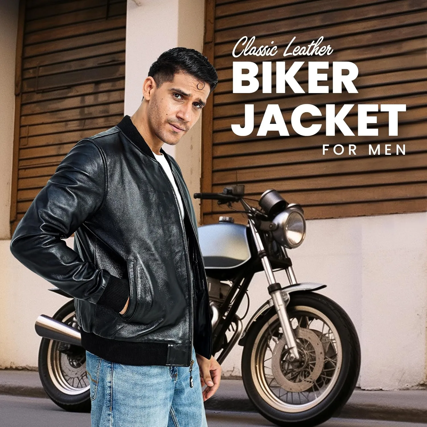 Black Leather Bomber Jacket Men | 100% Real Lambskin Leather Jacket | Men's Leather Motorcycle Jacket | Heritage