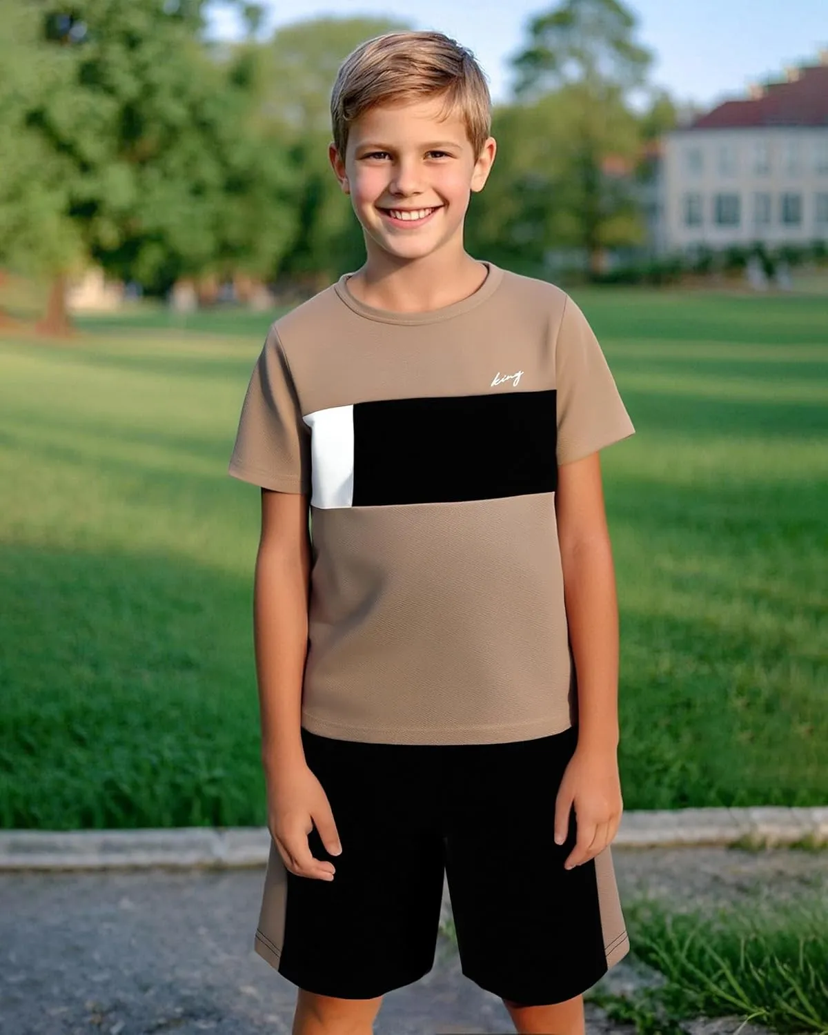 Boy Clothes Kids Boy's Summer Outfits Shorts Sleeve Crewneck T Shirt Tops Tees Shorts Sets Boy's 2 Piece Outfits
