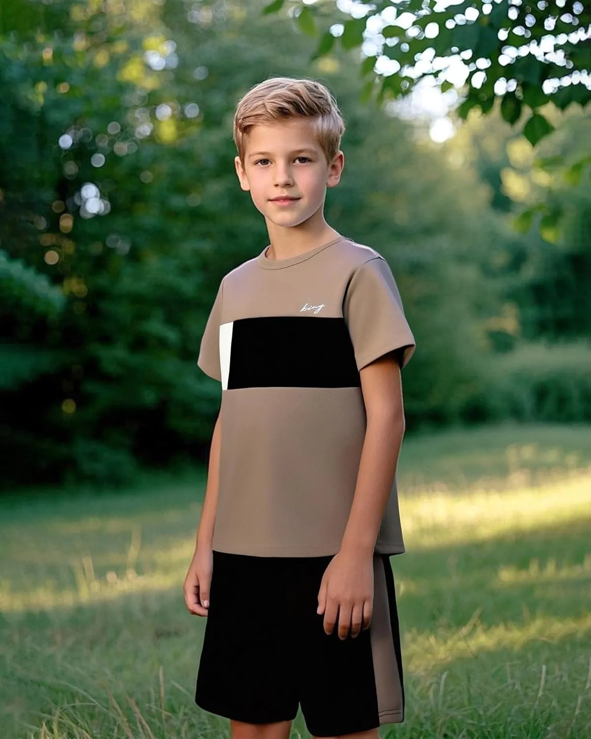Boy Clothes Kids Boy's Summer Outfits Shorts Sleeve Crewneck T Shirt Tops Tees Shorts Sets Boy's 2 Piece Outfits