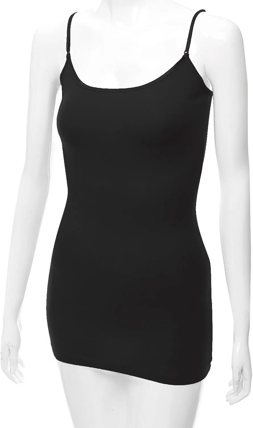 Bozzolo Women's Ladies Adjustable Spaghetti Strap Basic Long Cami Tunic Tank Top