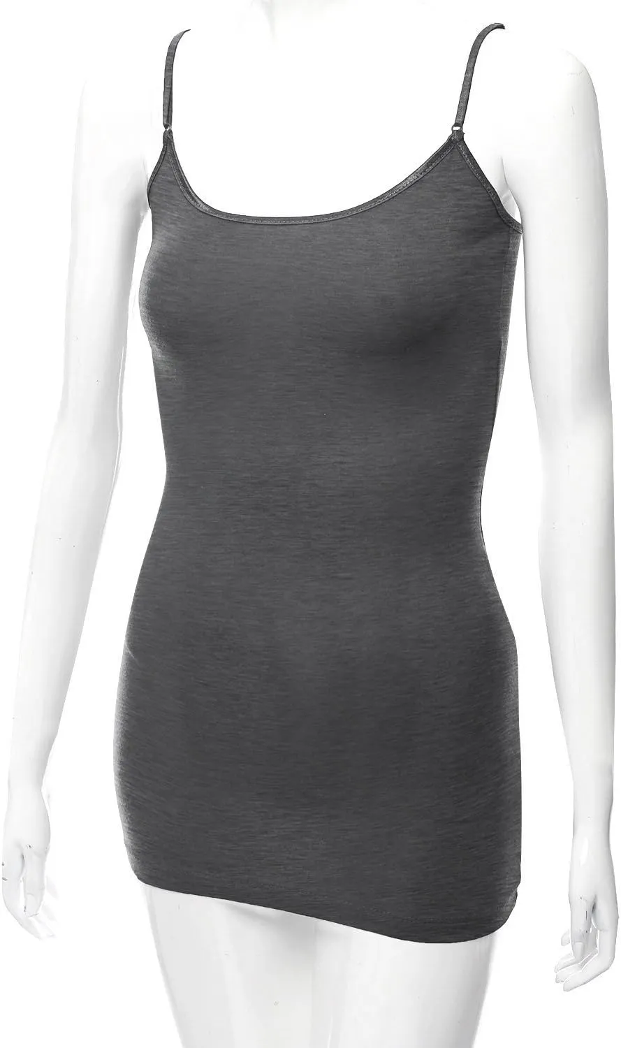 Bozzolo Women's Ladies Adjustable Spaghetti Strap Basic Long Cami Tunic Tank Top