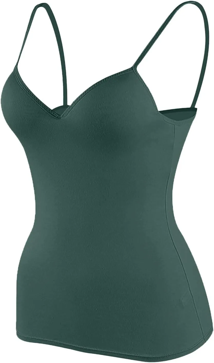 Built in Bra Camisole Tops for Women Workout Layer Padded Yoga Shirts Summer Casual Plus Size Shelf Bras Undershirts