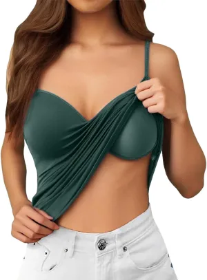 Built in Bra Camisole Tops for Women Workout Layer Padded Yoga Shirts Summer Casual Plus Size Shelf Bras Undershirts
