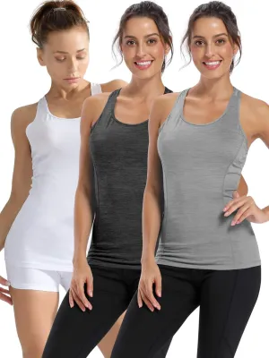 CADMUS 3 Pack Women's Compression Tank Top Athletic Dry Fit Base Layer