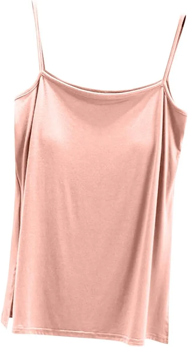 Camisole Tops for Women Built in Bra Spring Summer Sleeveless Seamless Underwear Spaghetti Thin Strap Yoga Tank Tops