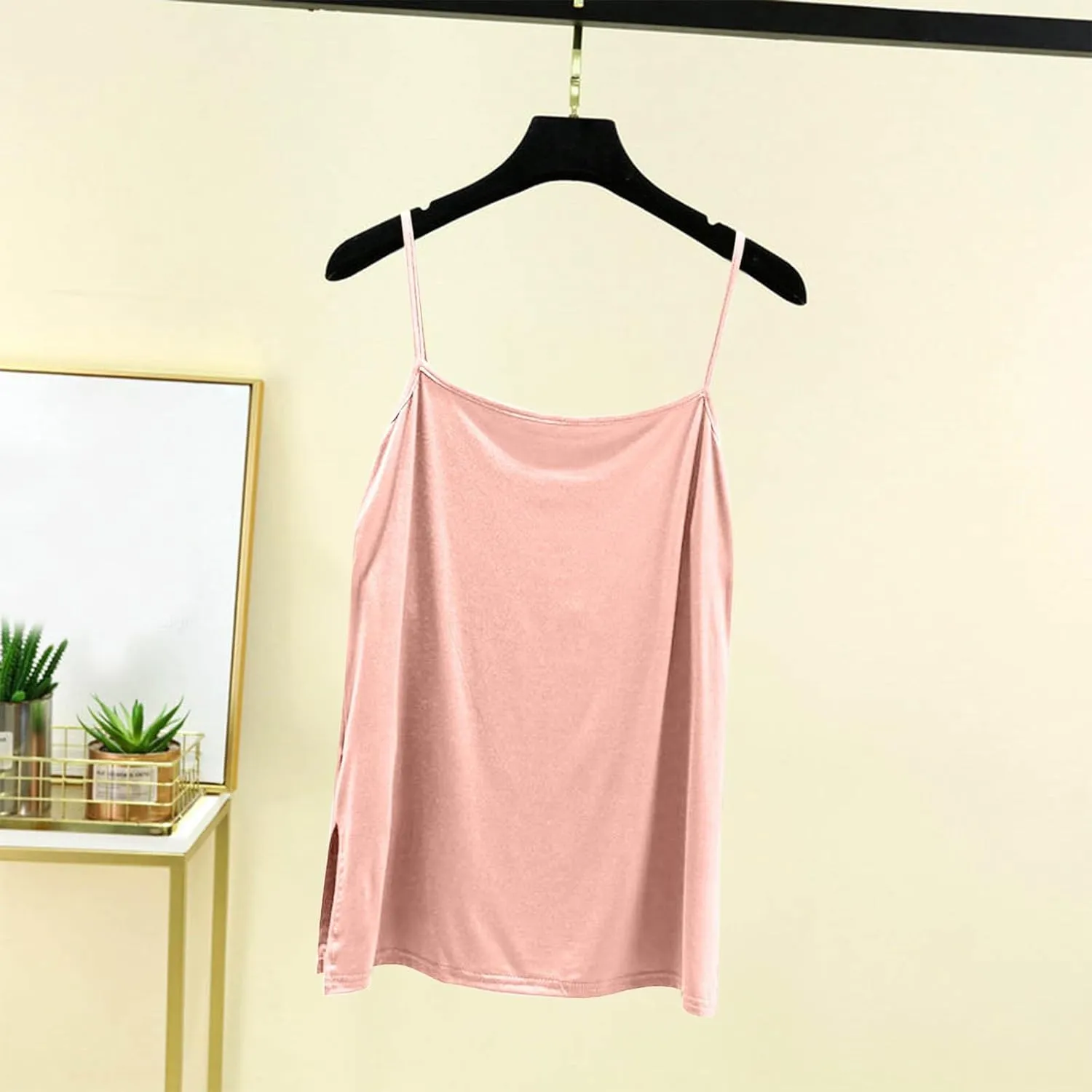 Camisole Tops for Women Built in Bra Spring Summer Sleeveless Seamless Underwear Spaghetti Thin Strap Yoga Tank Tops