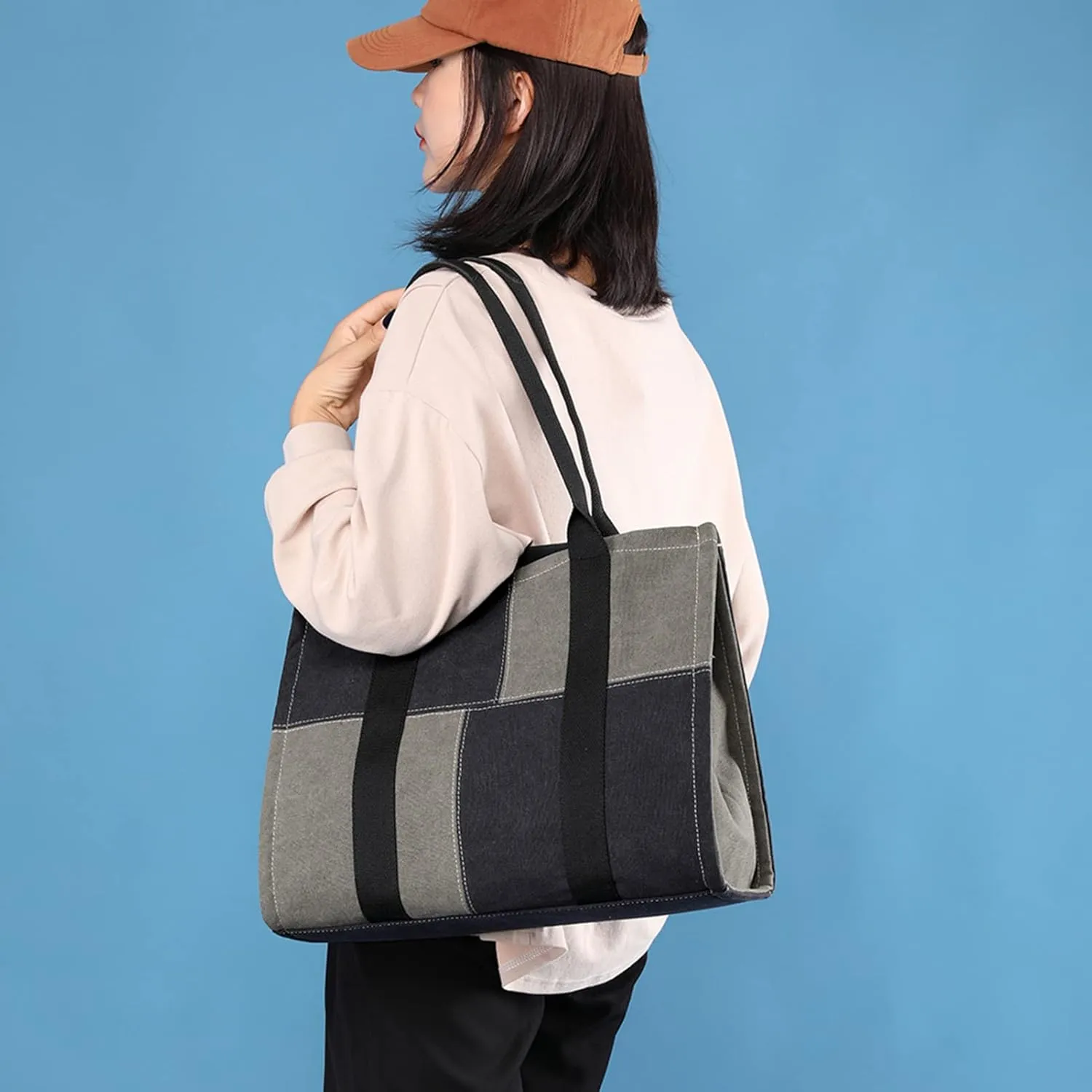 Canvas Tote Shoulder Bag for Women, Top Handle Work Bags Handbag Purse