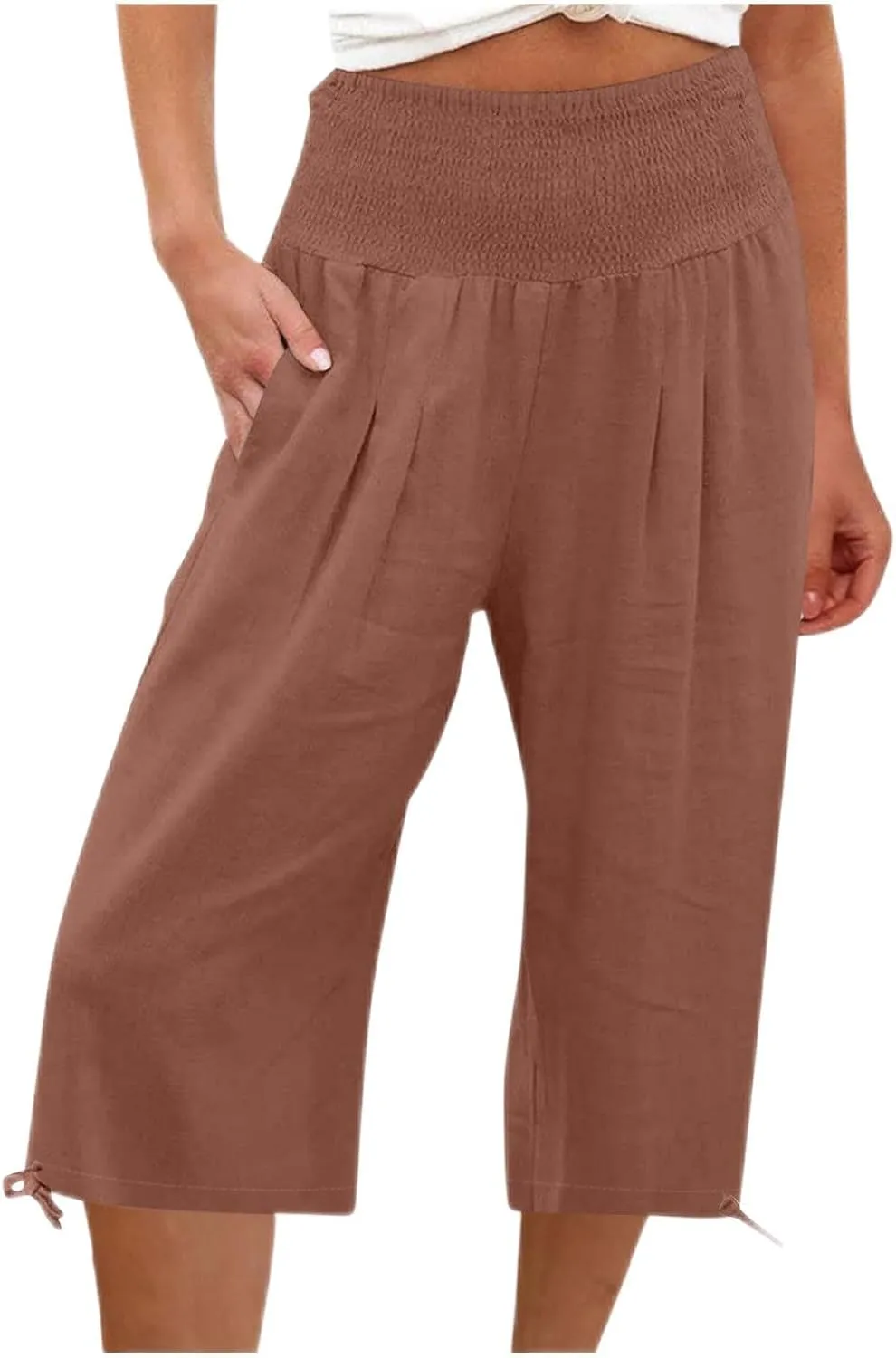 Capri Pants for Women,Women High Waisted Capri Pants Wide Leg Summer Capris Casual Palazzo Pants with Pockets