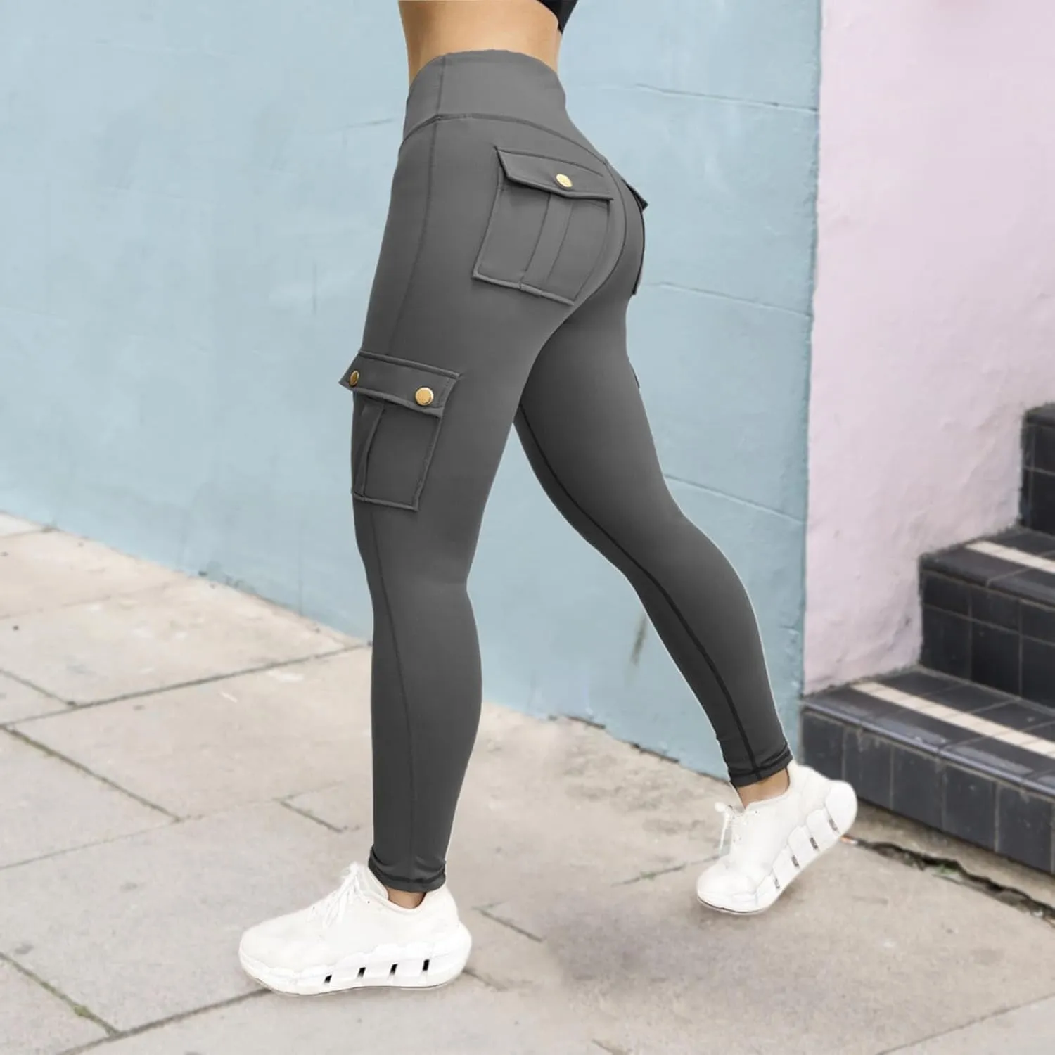 Cargo Yoga Pants Womens Workout Leggings 2024 Fashion Tights High Waist Trousers Sportswear Activewear Gym Outfit