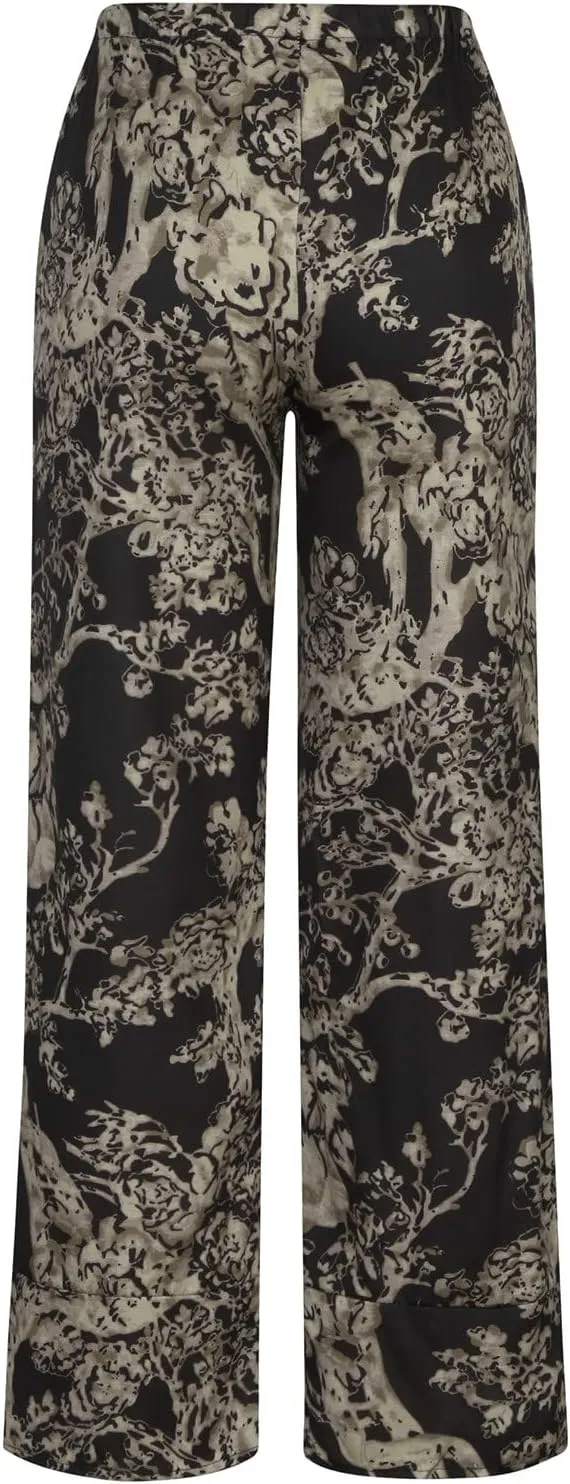 Ceboyel Women Hawaii Linen Capris Pants Wide Leg Relax Fit Palazzo Pants Summer Casual Sweatpants Trousers Boho Outfits