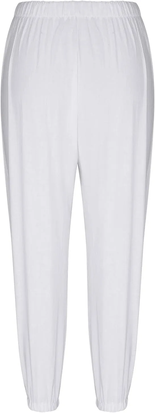 Ceboyel Womens Drawstring Linen Pants High Waist Boho Pant Summer Casual Trousers Dressy Casual Beach Outfits 2023