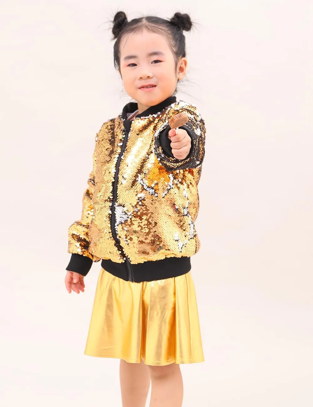 Cilucu Kids Jackets Girls Boys Flip Sequin Zipper Coat Jacket for Toddler Girls Birthday Outerwear Clothes