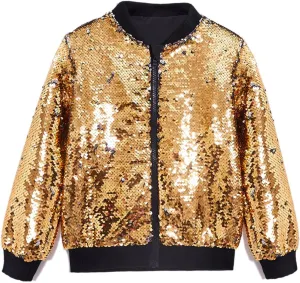 Cilucu Kids Jackets Girls Boys Flip Sequin Zipper Coat Jacket for Toddler Girls Birthday Outerwear Clothes