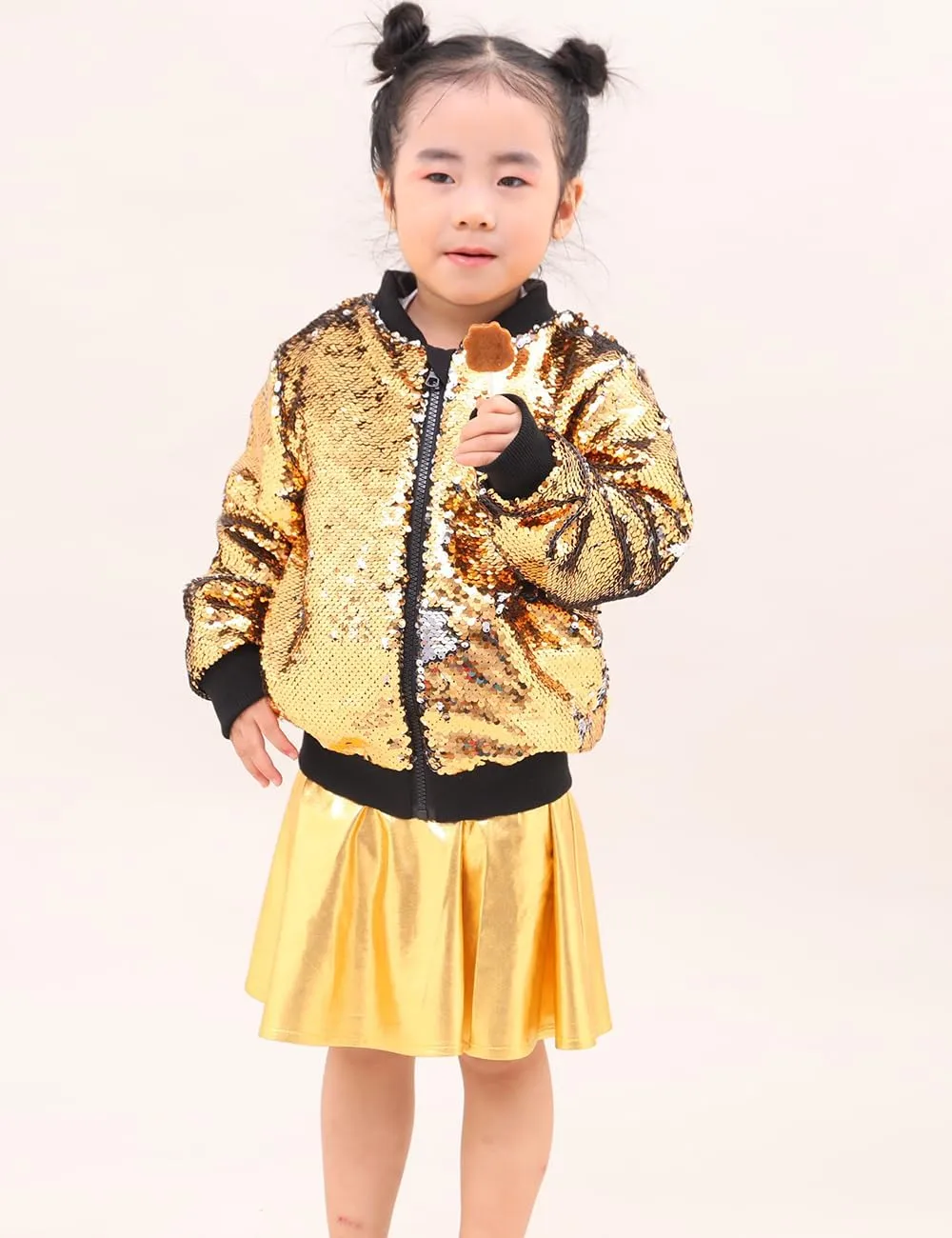 Cilucu Kids Jackets Girls Boys Flip Sequin Zipper Coat Jacket for Toddler Girls Birthday Outerwear Clothes