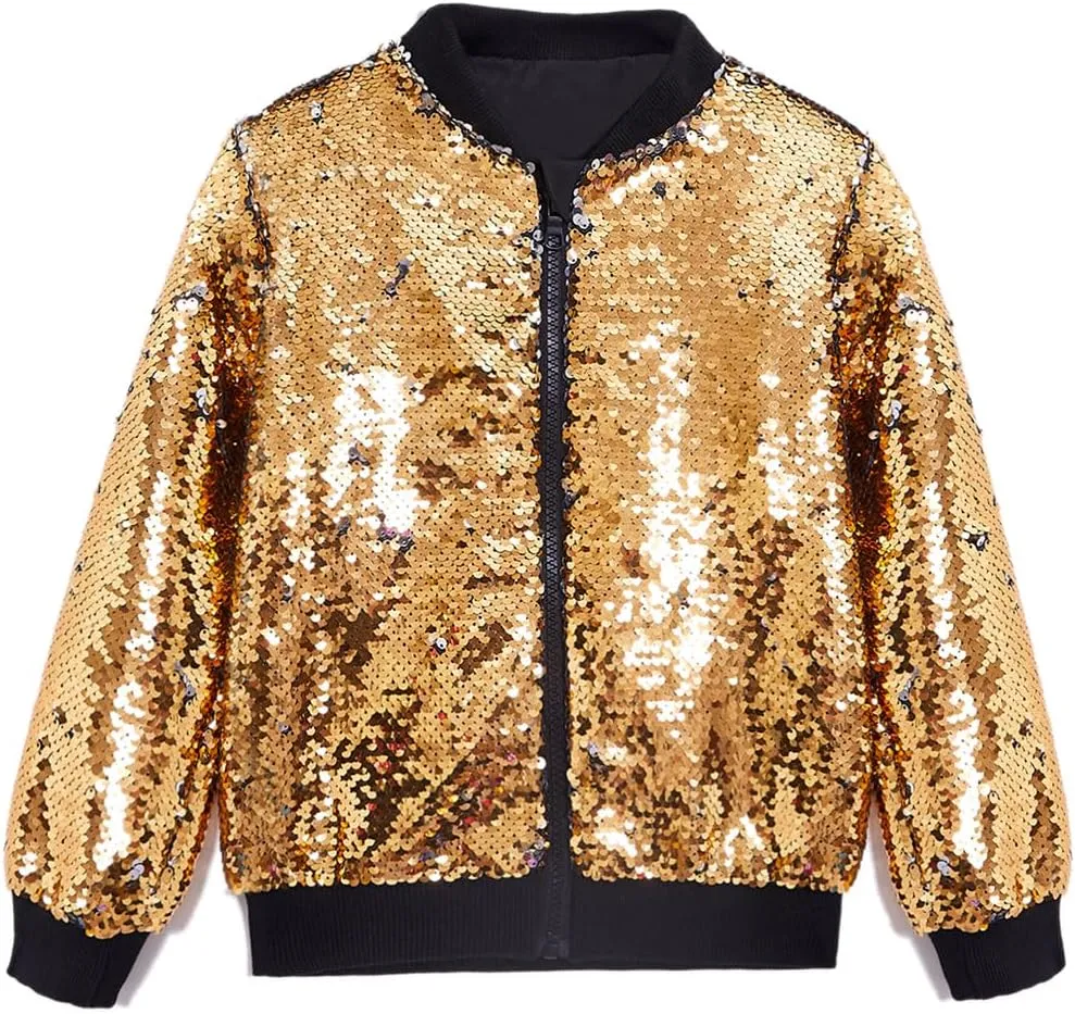 Cilucu Kids Jackets Girls Boys Flip Sequin Zipper Coat Jacket for Toddler Girls Birthday Outerwear Clothes