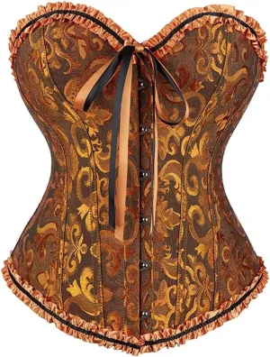 Corset Top Bustier Lingerie for Women Zipper Front Flower Sexy Burlesque Vintage