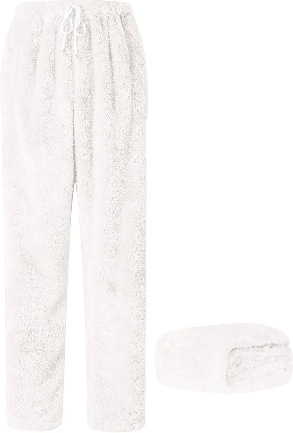Cromoncent Men's Plush Warm Pajama Pants, Winter Cozy Fleece Lounge Sleepwear Pj Bottoms