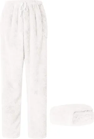 Cromoncent Men's Plush Warm Pajama Pants, Winter Cozy Fleece Lounge Sleepwear Pj Bottoms
