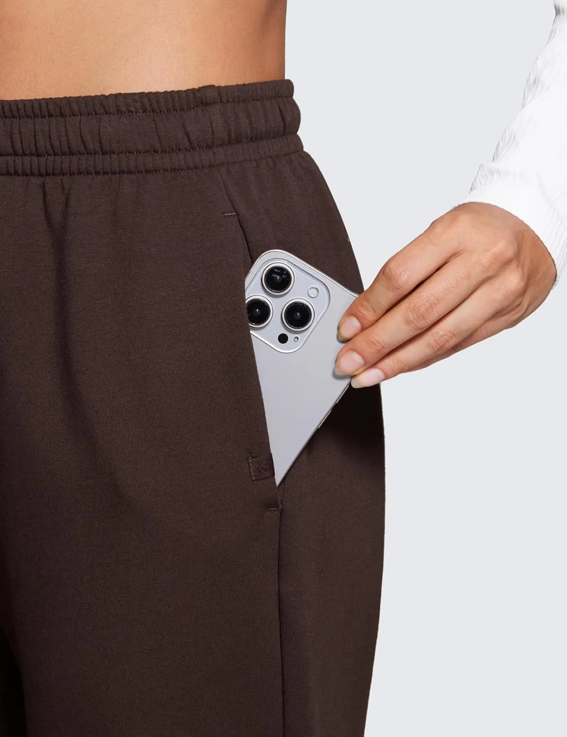 CRZ YOGA Fleece Sweatpants Women Cotton Joggers High Waisted Lounge Casual Travel Elastic Bottom Pants with Pockets