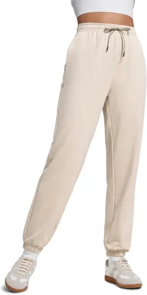 CRZ YOGA Fleece Sweatpants Women Cotton Joggers High Waisted Lounge Casual Travel Elastic Bottom Pants with Pockets