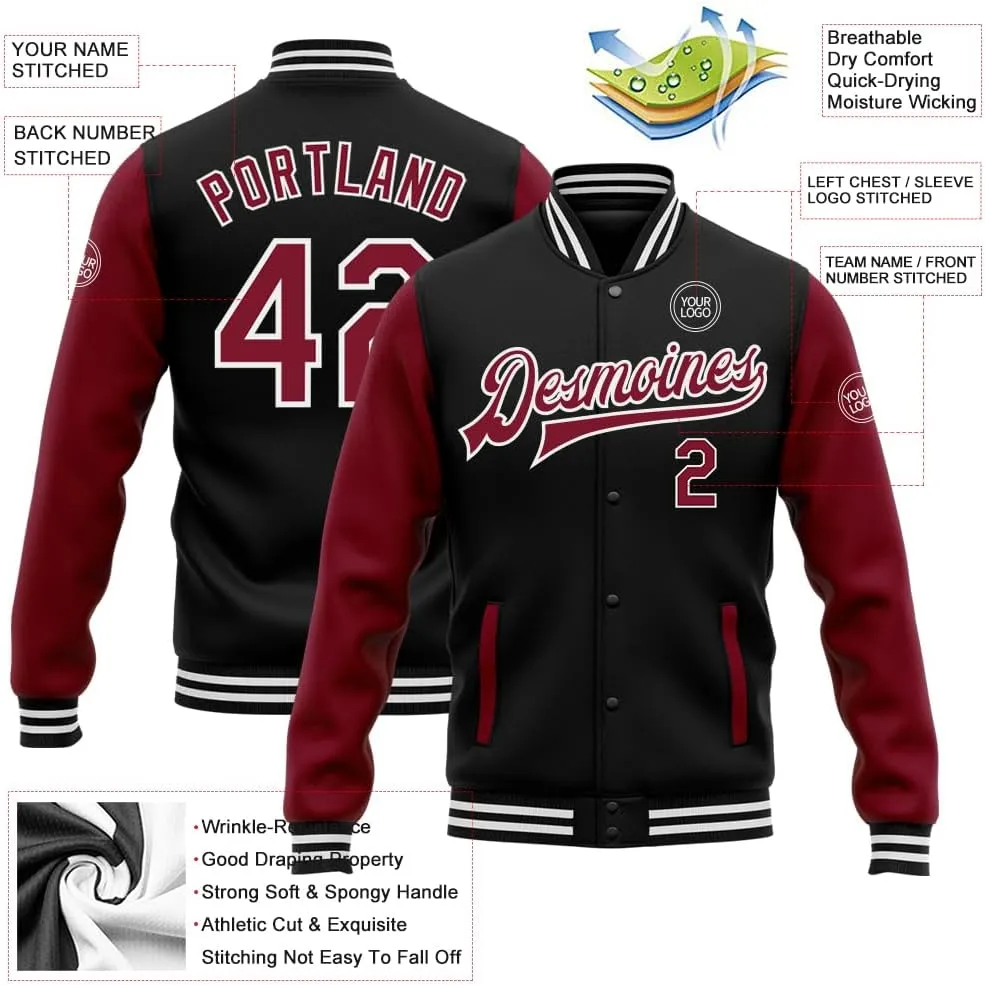 Custom Men Varsity Leather Sleeve Jacket Personalized Baseball Letterman Jackets Unisex Coats Stitched Name Number