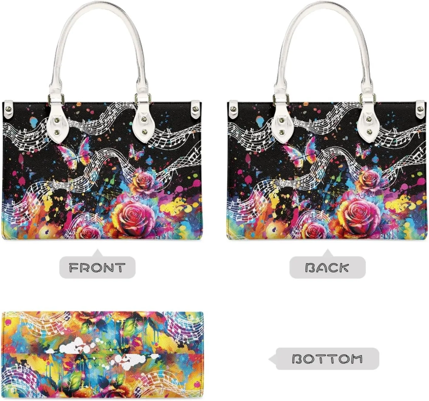 Customized Print Women PU Leather Shoulder Tote Bag Top Handle Satchel Handbags