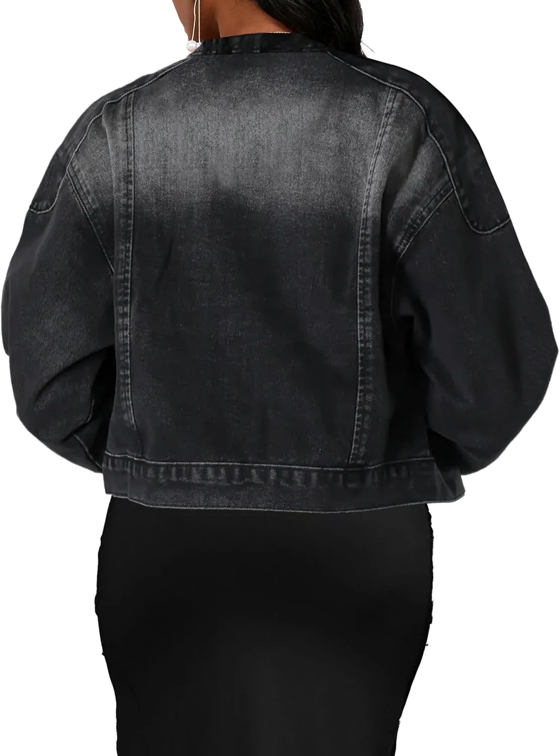CuteCherry Women's Jean Jacket Long Sleeve Classic Distressed Fray Hem Tassels Denim Trucker Jackets