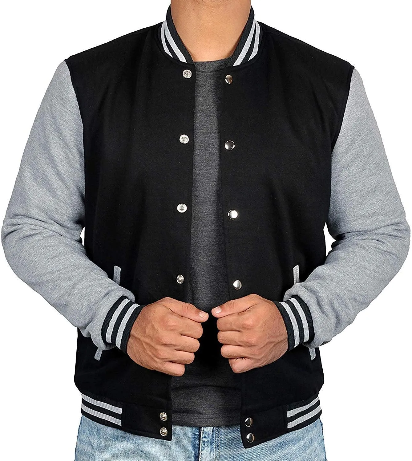Decrum Varsity Jacket Men - High School Letterman Bomber Style Fleece Baseball Jackets For Men