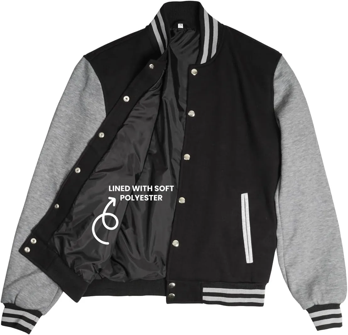 Decrum Varsity Jacket Men - High School Letterman Bomber Style Fleece Baseball Jackets For Men
